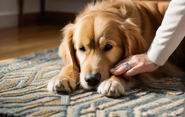 강아지 발톱 깎는 방법 - **Prompt:** A heartwarming scene of a caring owner gently handling their dog's paw for a nail care s...