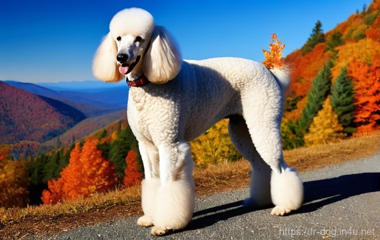 푸들 종류별 크기 비교 - **Prompt 1: Majestic Standard Poodle on a Mountain Trail**
    "A majestic, well-groomed Standard Po...