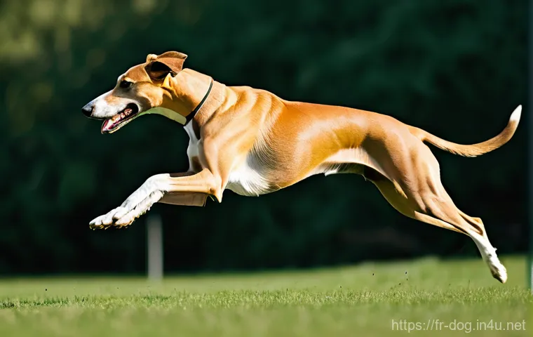 그레이하운드 달리기 능력 - **"The Architecture of Wind: Greyhound in Full Sprint"**: A magnificent Greyhound in full, powerful ...