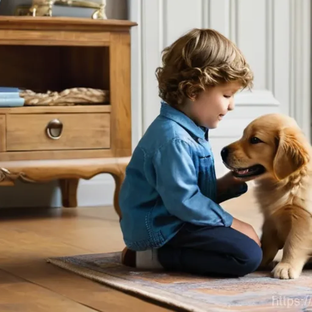 강아지 이름 추천 - **A French family choosing a puppy's name in the "Year of A":**
    A heartwarming indoor scene feat...