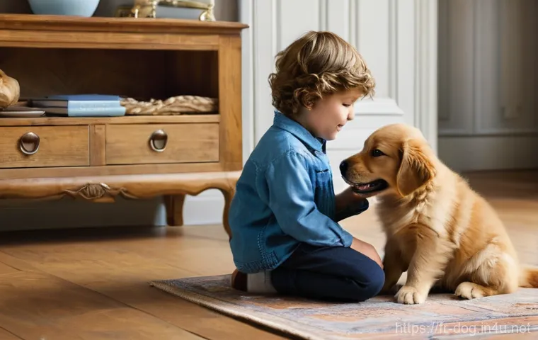 강아지 이름 추천 - **A French family choosing a puppy's name in the "Year of A":**
A heartwarming indoor scene feat...