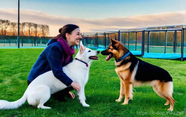 강아지 이름 추천 - **A woman and her dog, "Fjord," in the French Alps:**
    A majestic outdoor scene set in the breath...