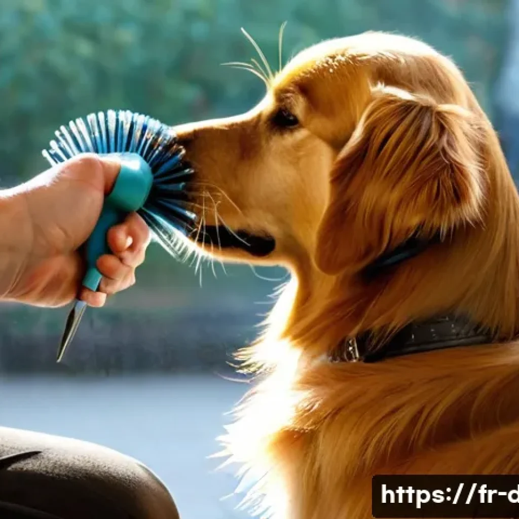 강아지 미용 도구 추천 - **A Golden Retriever's Luxurious Grooming Session:** A majestic Golden Retriever, with a shimmering,...