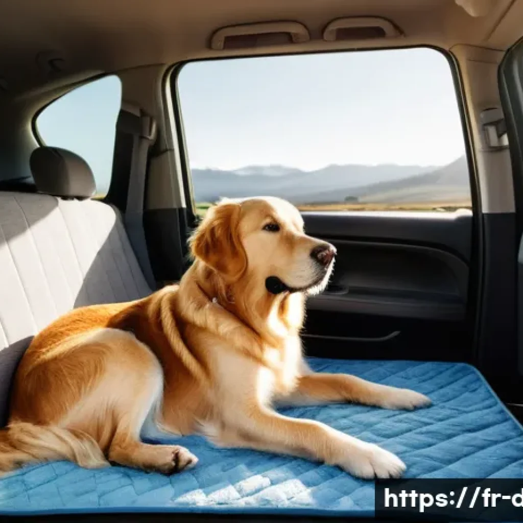 강아지와 함께하는 차박 - **Prompt:** "A heartwarming interior view of a car prepared for a car camping adventure. The back se...