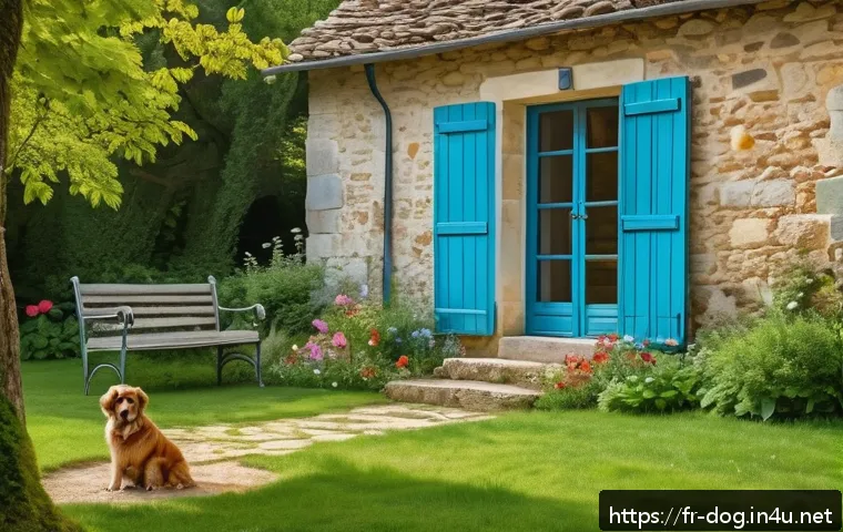 강아지 동반 가능한 숙소 - A serene rural guesthouse garden in the French countryside, featuring a spacious enclosed lawn with ...